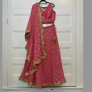 Pink Bridesmaid Lehenga and Dupatta, size L / XL